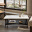 Table basse à deux tons à usage domestique avec structure en bois massif et tablette de rangement inférieure; Une table basse pratique pour le salon dans un style médiéval.