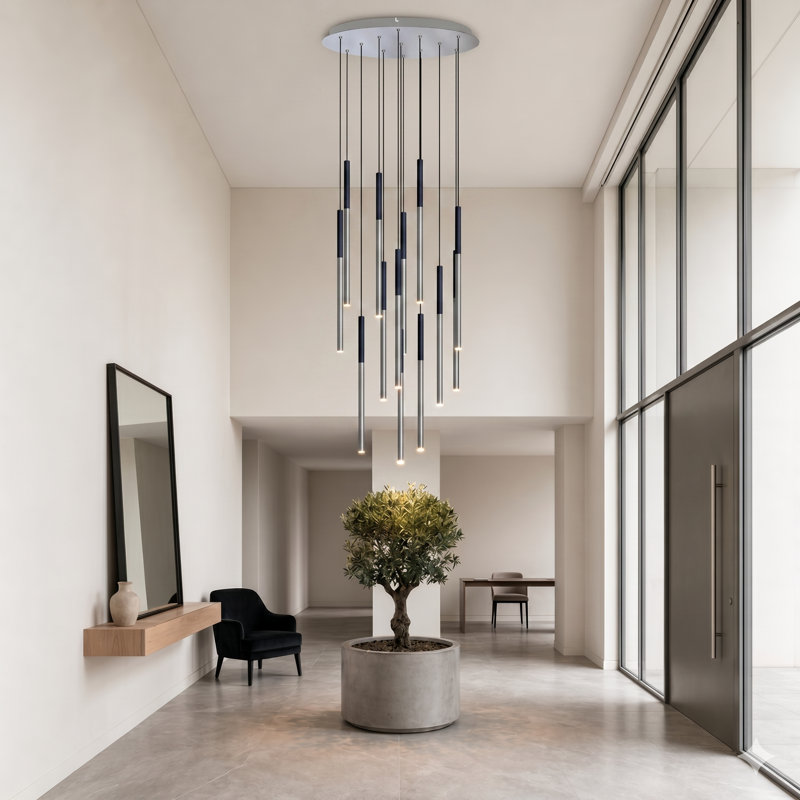 Baileyton 13 - Light Cluster Pendant, Black Top / Brushed Nickel