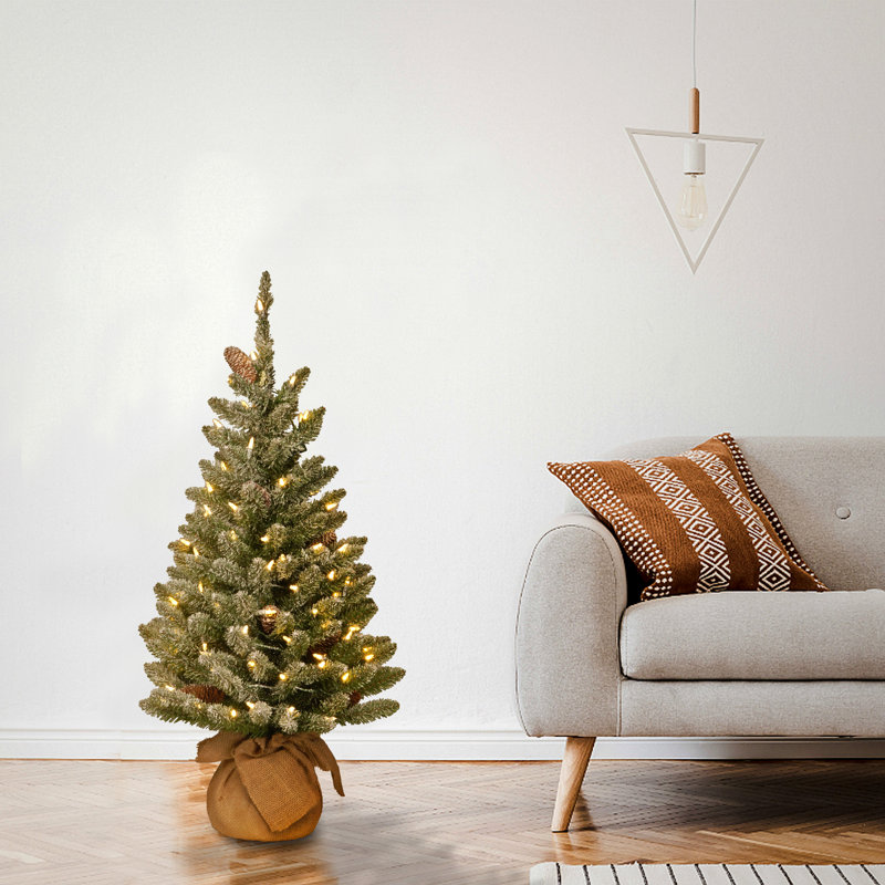Sapin floqué avec lumières DEL, 3'