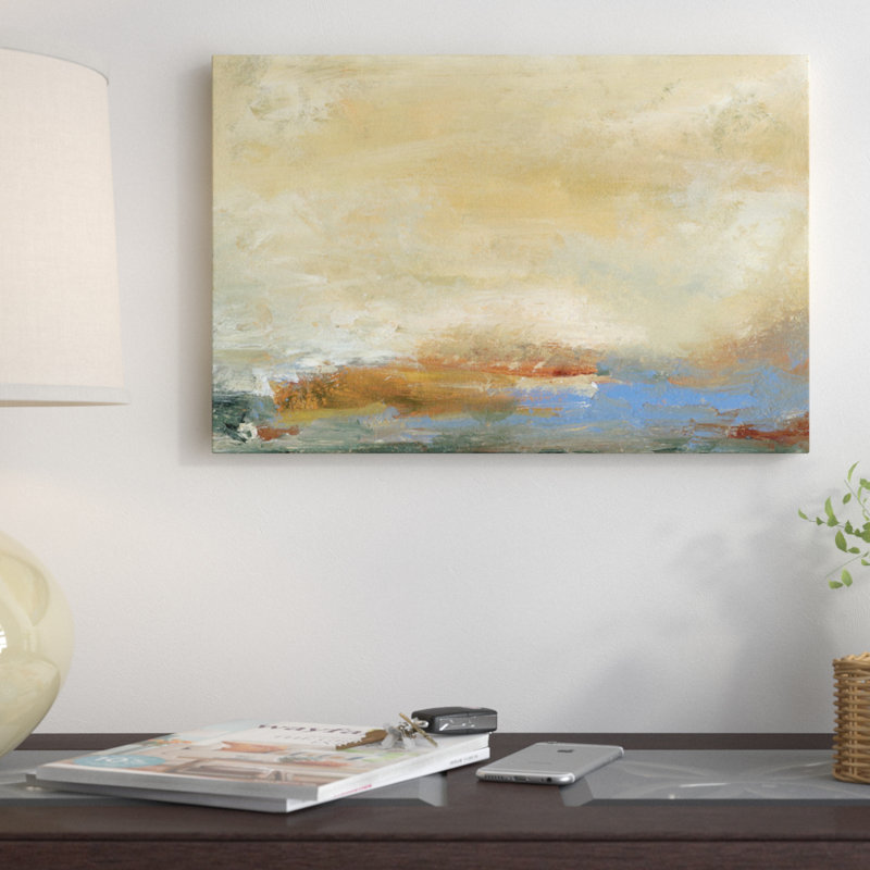 «Coast View I» par Sharon Gordon, reproduction d'art sur toile tendue, H 24 po x l 32 po x P 1 po, Papier d'art encadré noir