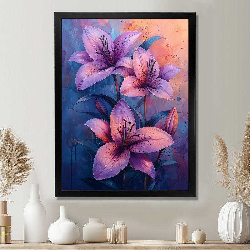 Shelbi - Floral Canvas Art Print, Noir, noir, noir, noir, H 20 po x l 12 po, Reproduction encadrée d'une seule photo
