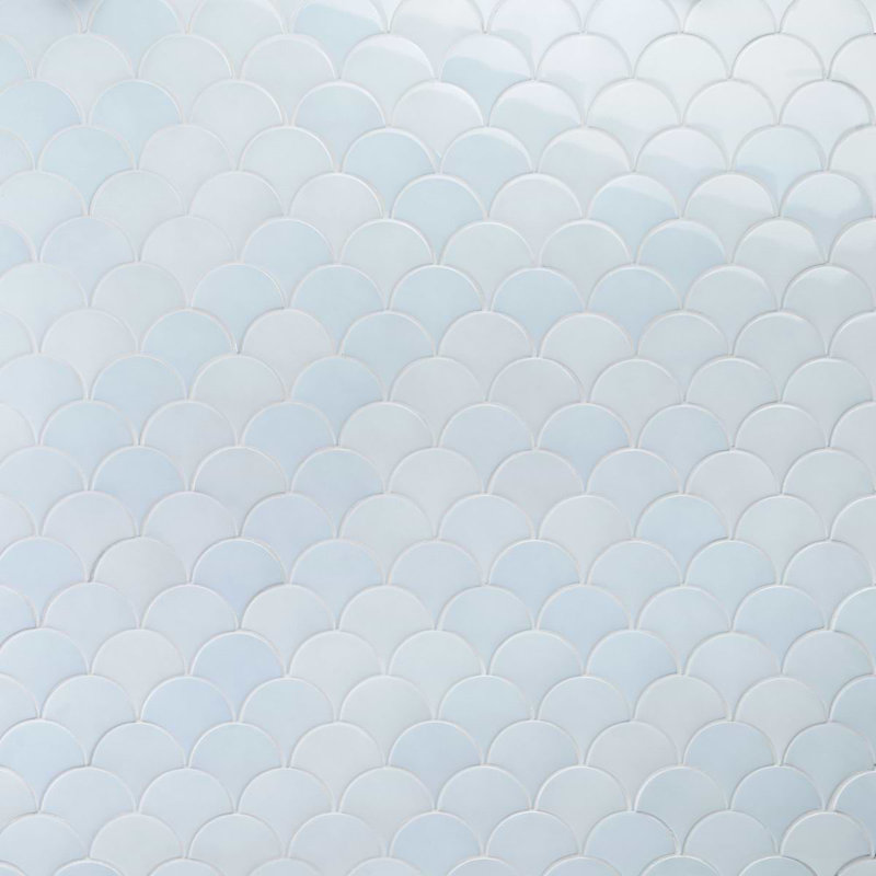 Highwater 5" Fish Scale Polished Ceramic Tile, Maya