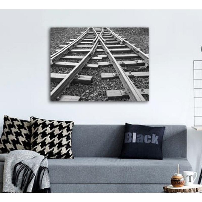 Crisscross Railroad Tracks - Reproduction de photo sur toile tendue, H 30 po x l 40 po x p 1 po