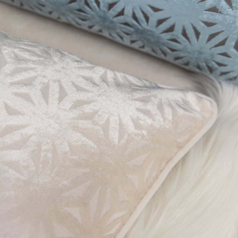  Cut Velvet Throw Pillow Cover & Insert, Ivory