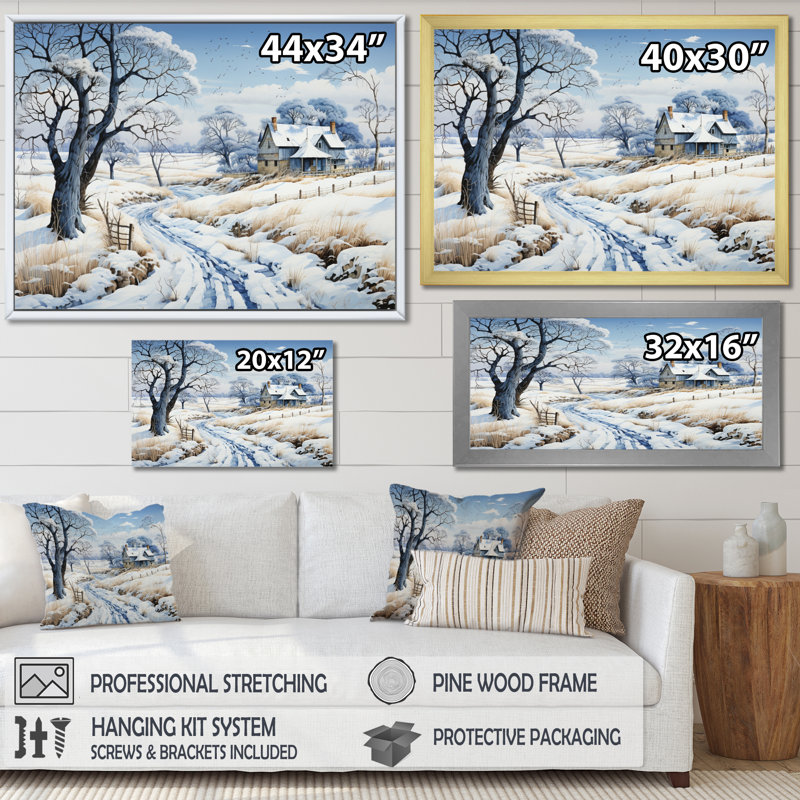 Binal Countryside Winters Touch Patchwork I, Cadre simple noir, H 16 po x l 32 po x P 1 po