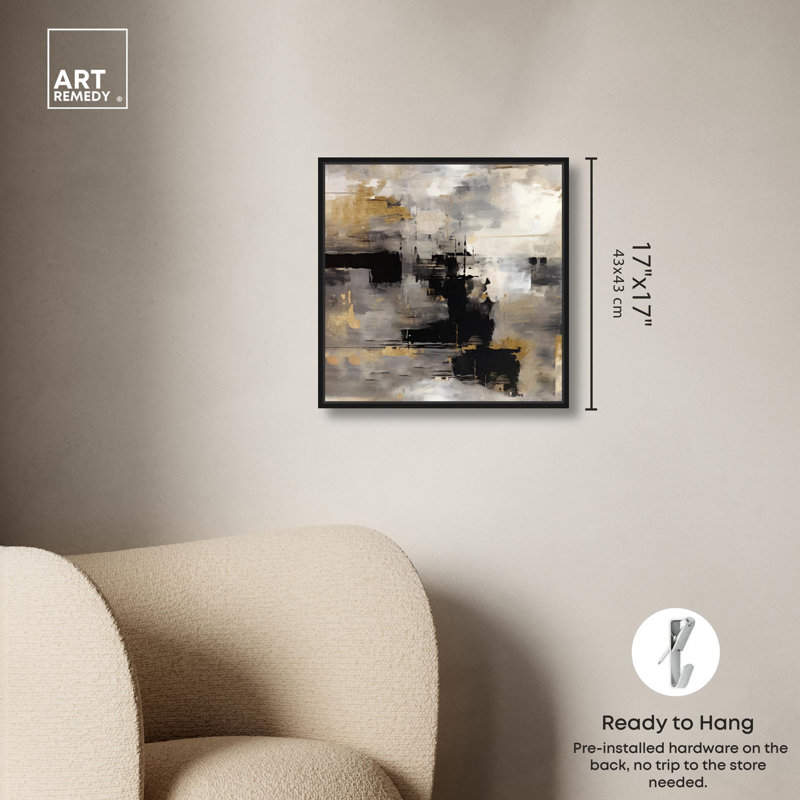 Art industriel abstrait sur toile, art industriel, H 13 po x l 13 po, Cadre noir