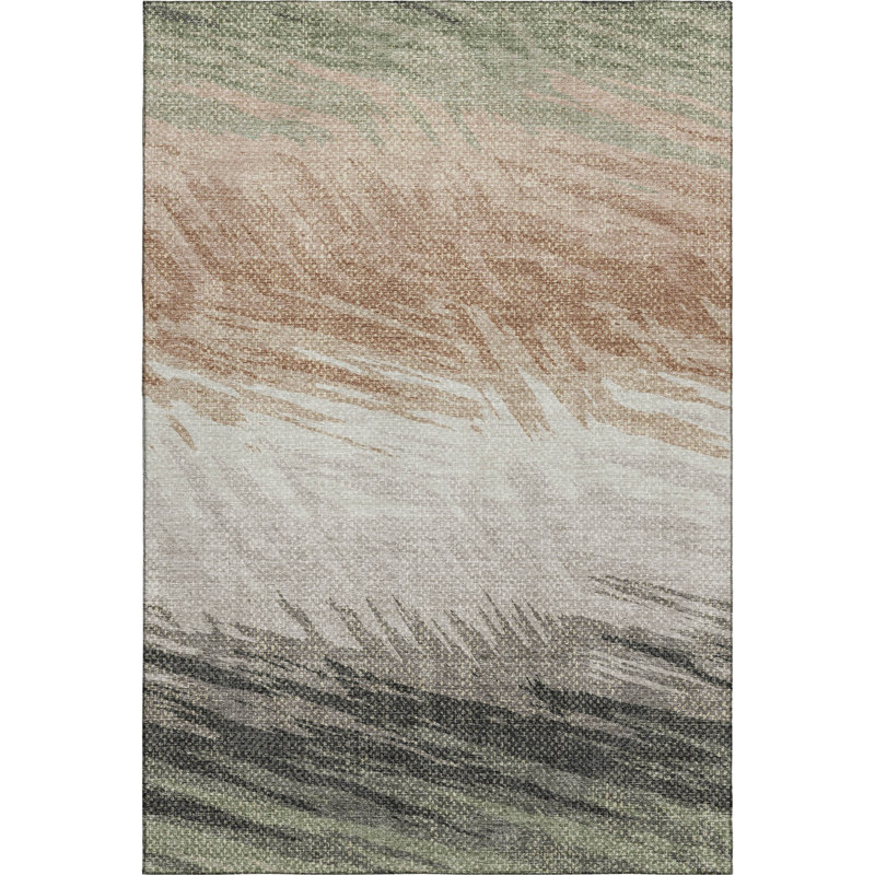 Premium Machine Washable Mayfield AMF2272 Striped Rug, Fern, 9' x 12'