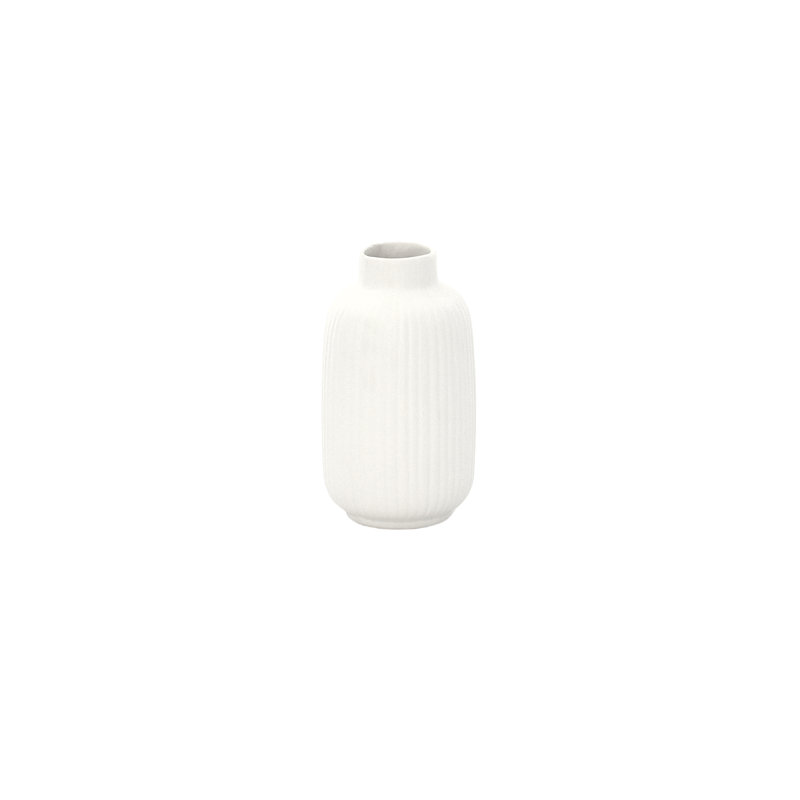 Vase cylindrique rond en céramique blanc mat