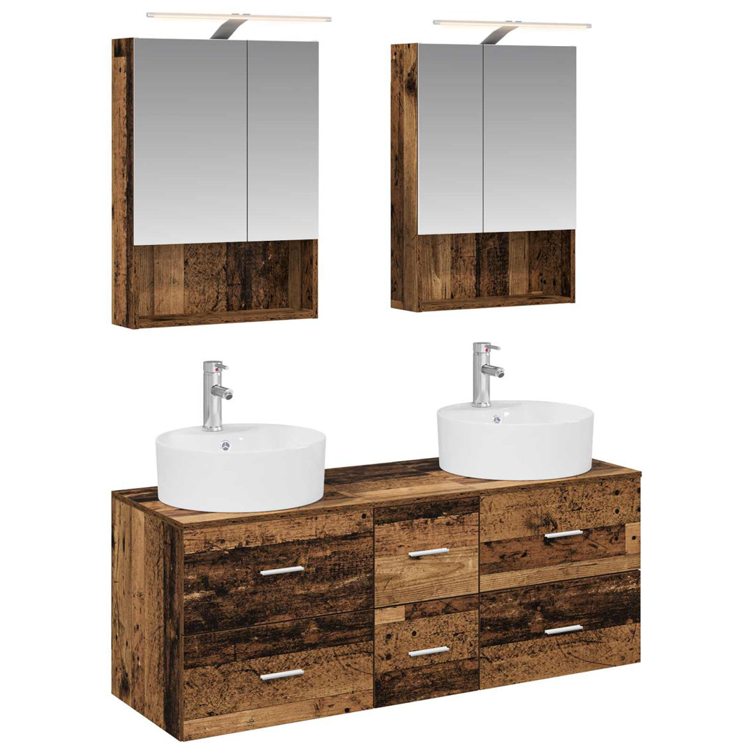 vidaXL Bathroom Furniture Set 5 pcs Engineered Wood and Glass Modern Vanities