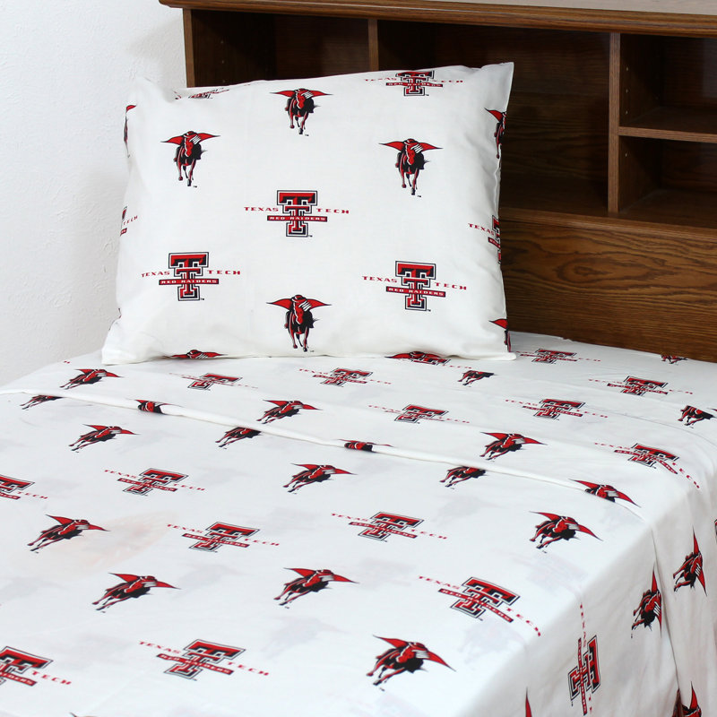 NCAA Sheet Set, Twin XL Sheet Set + Fitted Sheet + Pillowcase, Texas Tech