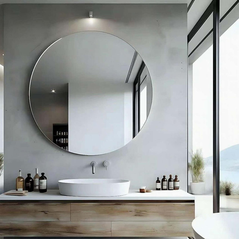 Miroir de salle de bain rond noir en métal 20 pouces, 20 po x 20 po, Noir, Rond