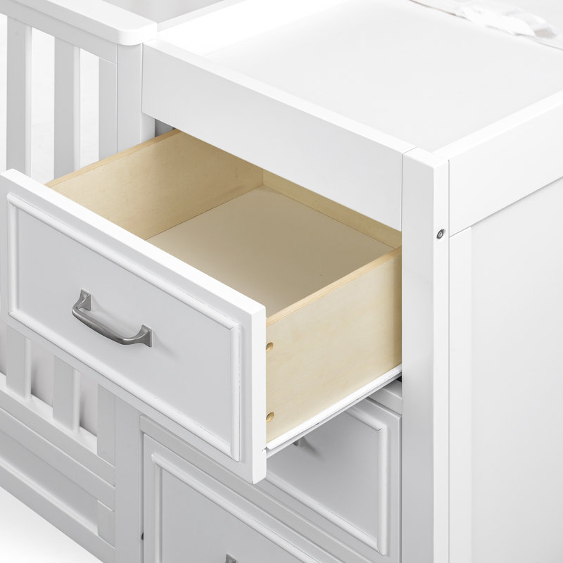 White 4-in-1 Convertible Crib and Changer with Storage