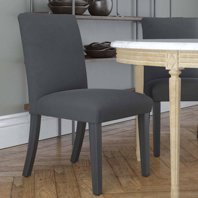 Chaise parsons rembourrée, Ligne verte Tattersall, Crossweave Blue