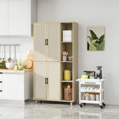 Armoire 4 portes avec 4 tablettes avec 4 tablettes intérieures réglables, armoire de rangement (armoire)