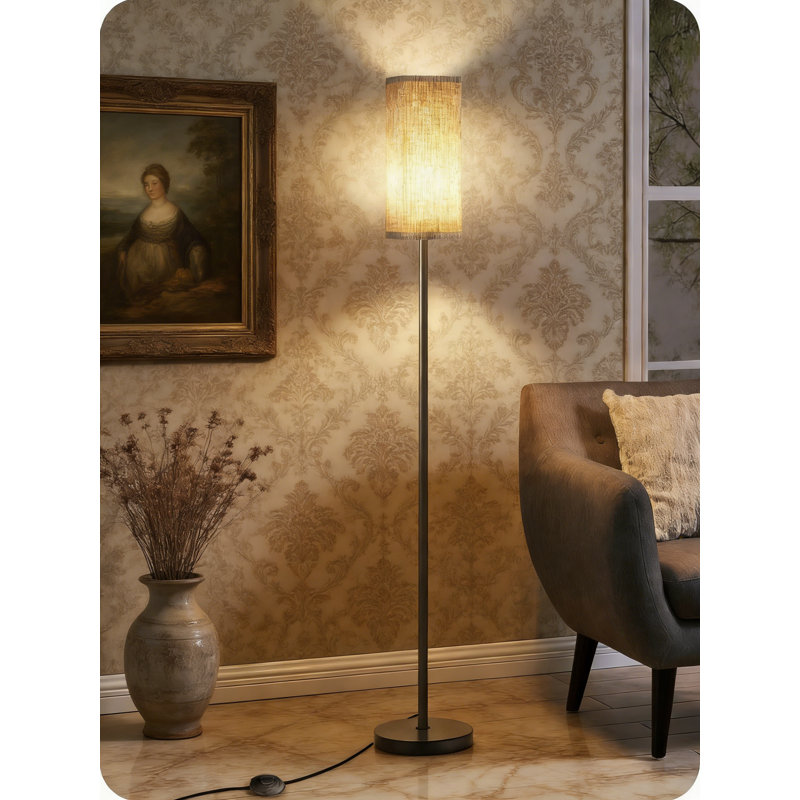 Dimmable Floor Lamp With Remote & Foot Switch, For Living Room Use, Dark Beige