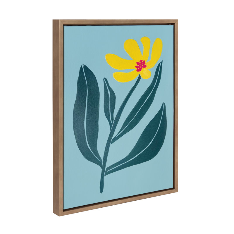«Yellow Flower» par Emma Daisy, reproduction d'art sur toile encadrée, Or