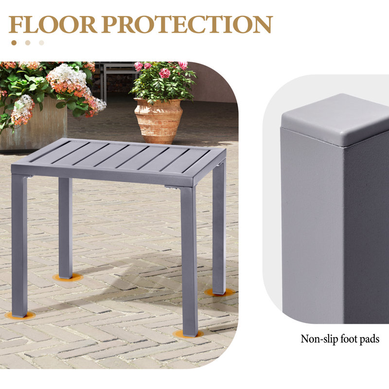 Table d'appoint rectangulaire en aluminium, Gris