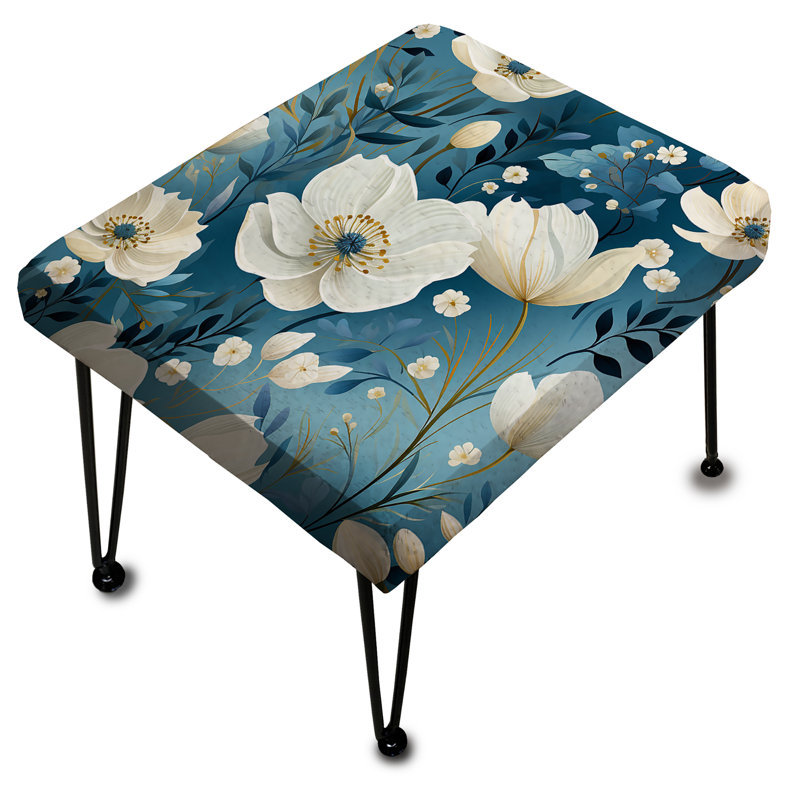 Repose-pieds blanc et bleu Meadow Serenity I - Floral