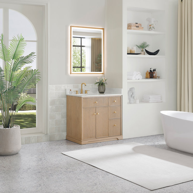 Ensemble de meuble-lavabo simple 36 po en chêne naturel Noe, 36"