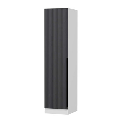 Armoire moderne Wesa avec de nombreuses tablettes, anthracite et blanc, 17,7 x 82,7 x 20,5 pouces | Panneau de particules 100% enduit de mélamine, fixation murale avec housse | Solution de rangement élégante pour toute chambre à coucher