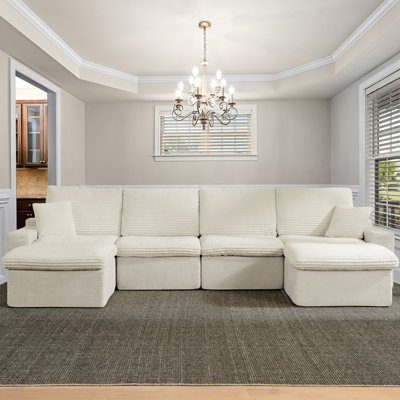 Katrein 142.00 W Modular U-Shaped Free Combination,Cloud Couch with Ottomans by Latitude Run