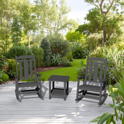 Wolak HDPE Oversized Modern Rocking Adirondack Chair(Set Of 2)