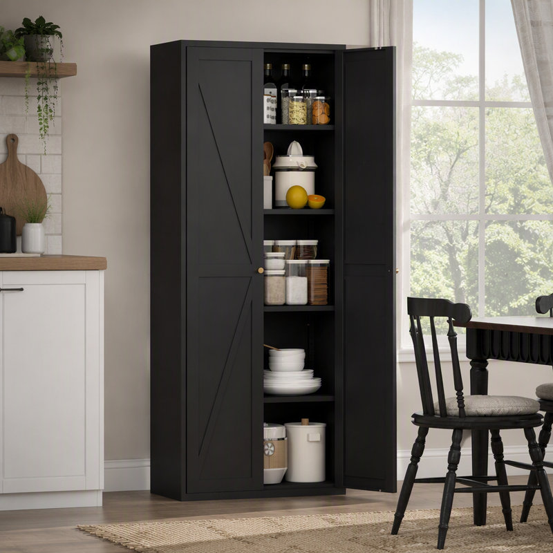 Armoire de rangement à 2 portes en métal avec tablettes réglables et armoire de rangement en acier, Noir