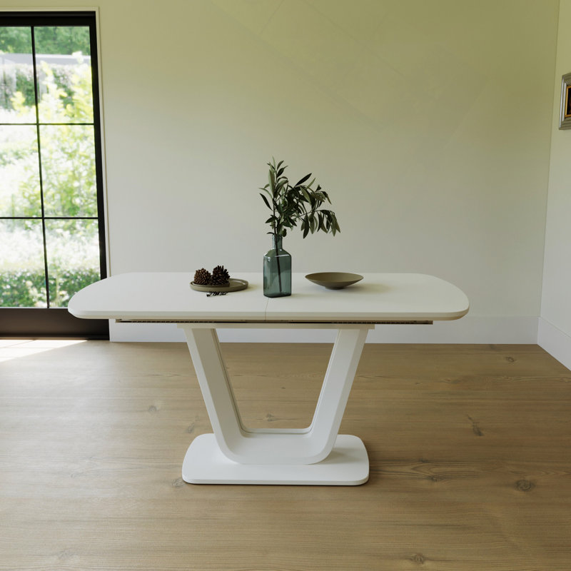 Table de salle à manger de 62,99 à 78,74 po, table de salle à manger en panneau de fibres à densité moyenne et table de salle à manger extensible de style industriel moderne avec pieds en forme de U, convenant à la maison et au bureau