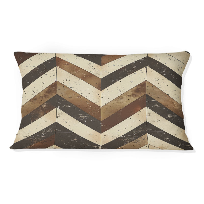 Coussin lombaire brun à chevrons Glam Print IV - Mid-Century