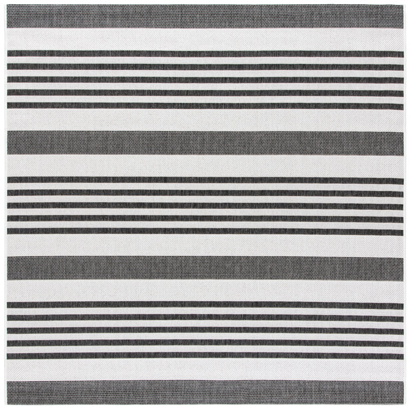 Marquart Performance Striped Indoor/Outdoor Area Rug, Square 4'