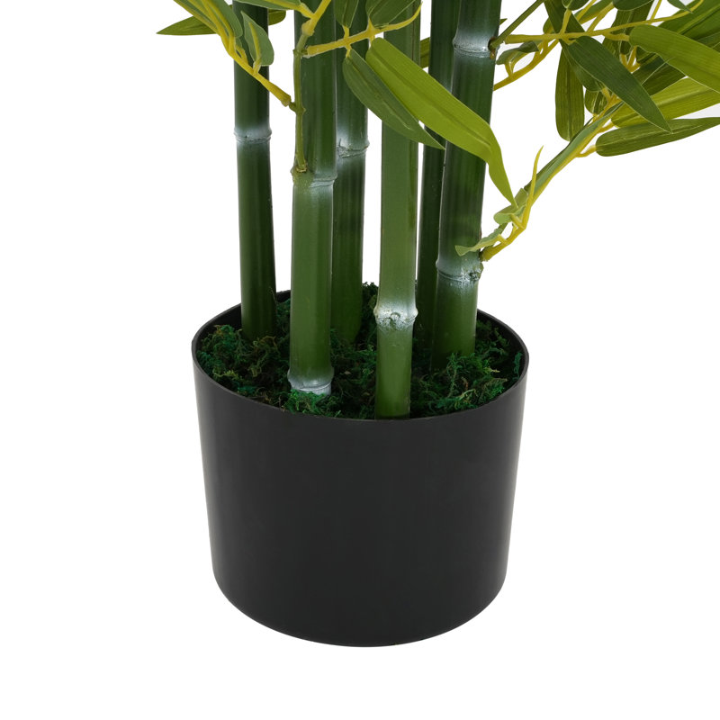 Bambou artificiel 5 pi avec pot, ensemble de 2