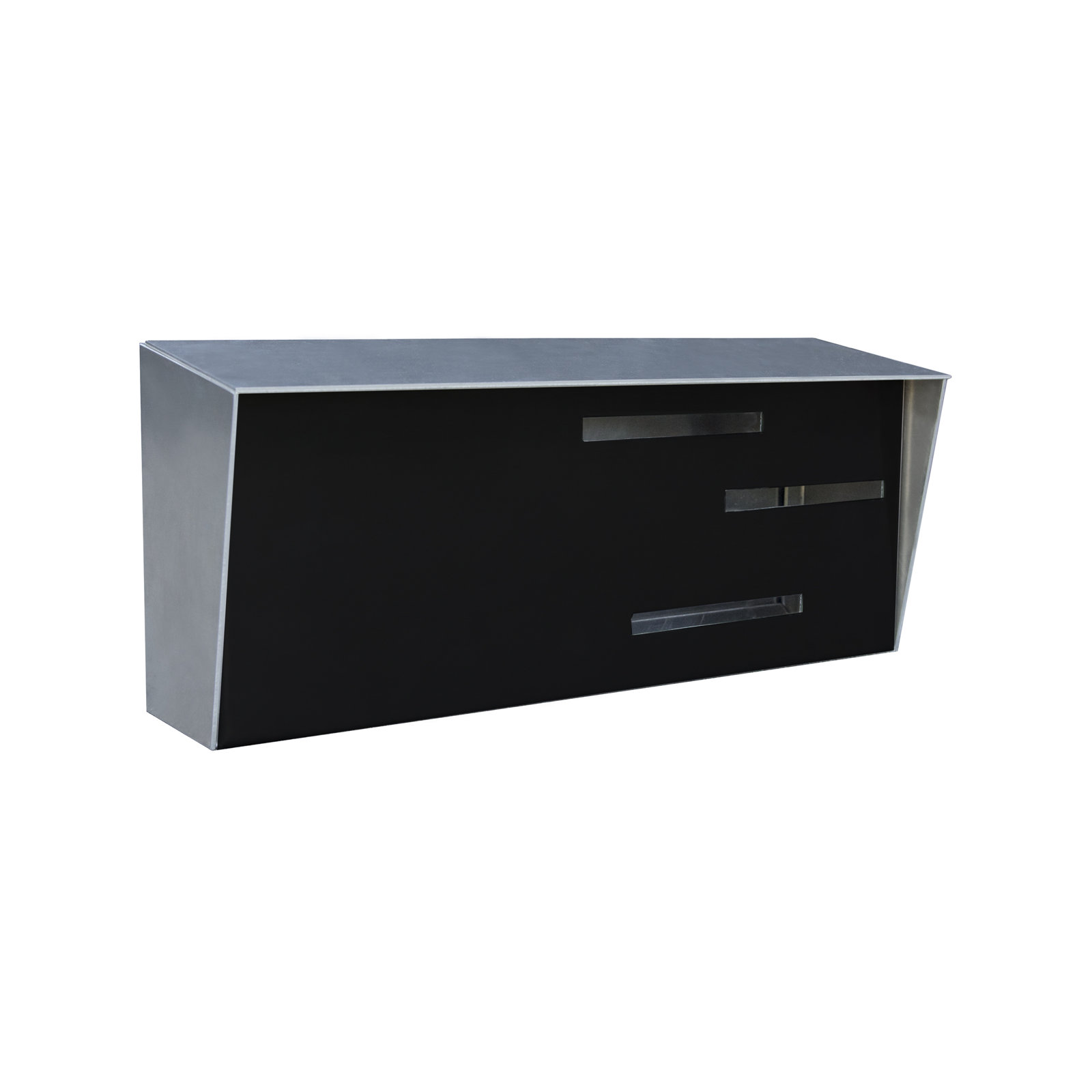 Modern Wall Mounted Mailbox, Silver/Charcoal