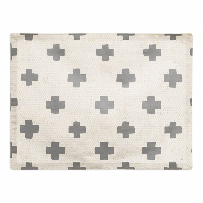 Napperon à motif de croix suisse., gris