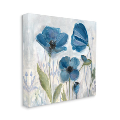 «Blue Garden Poppies on Canvas» par Marilyn Dunlap, reproduction