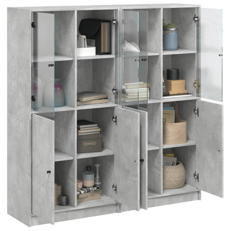 Avanelle 142 cm H x 136 cm W Standard Bookcase, Concrete Grey