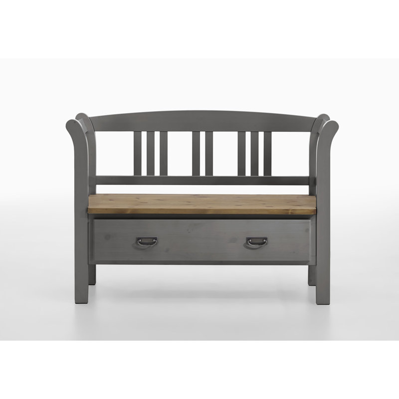 Polebridge Solid Wood Storage Bench, Grey/Leach-coloured