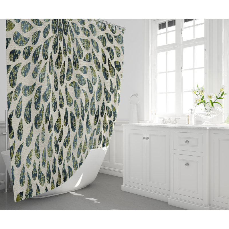 Rideau de douche simple à motif cachemire, H 83 po x l 70 po, Vert