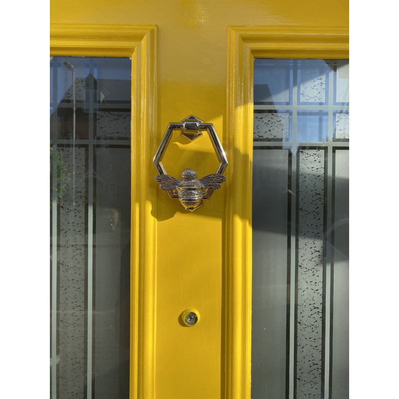 Jeannine Black Hexagon Bee Door Knocker, Nickel