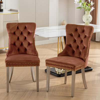 Chaise parsons rembourrée en velours Joddie