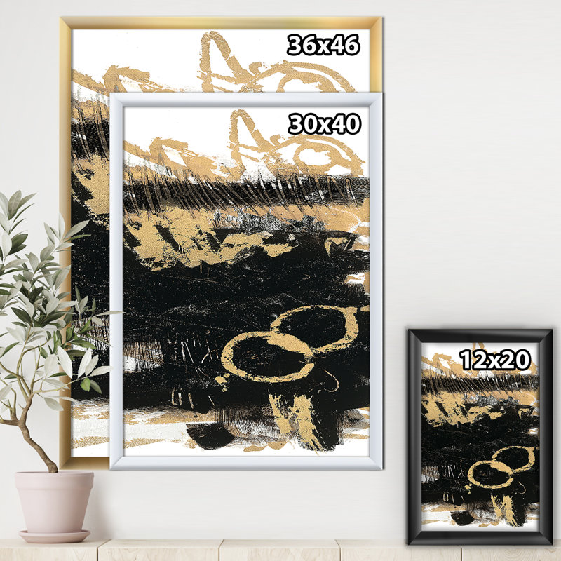 Gold and Black Drift III - reproduction d'art sur toile encadrée, H 40 po x l 30 po x P 1,5 po, Cadre noir