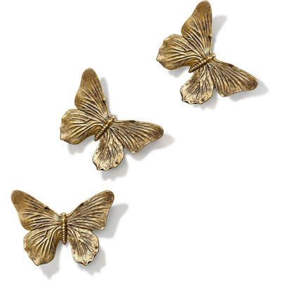 3D Butterfly Wall Decor Set – Resin Wall Decor for Living Room, Bedroom, Bathroom, Dining Room, Outdoor and Gallery Walls - Antique Copper - Set of 3