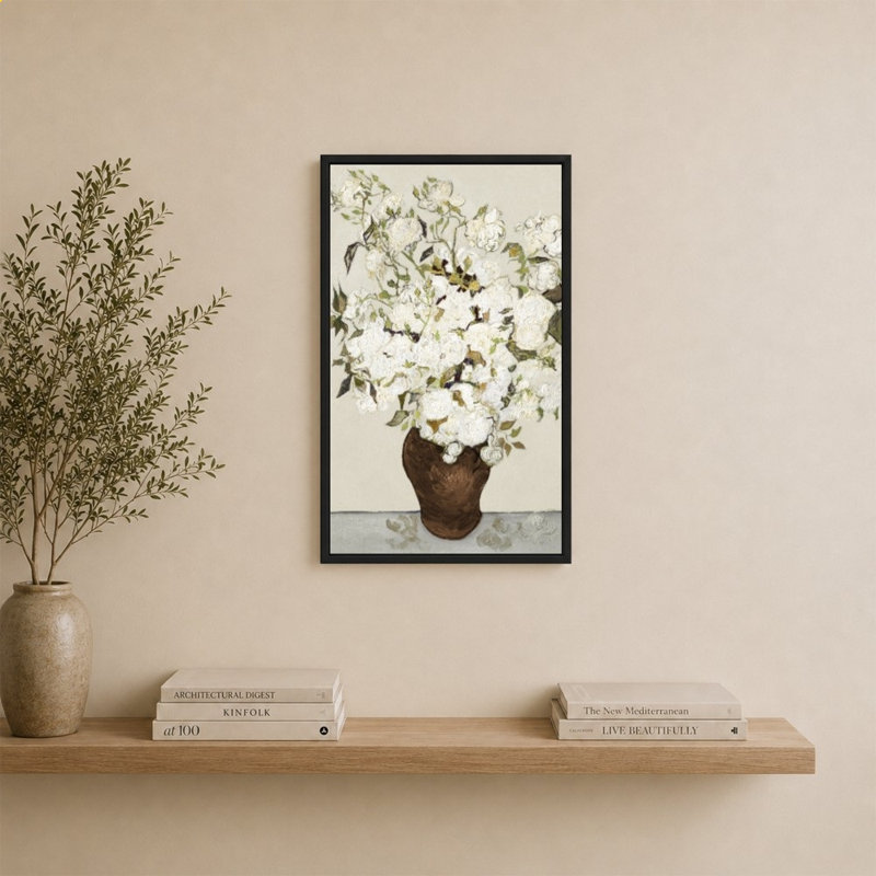 «Neutral Roses» par Vincent Van Gogh - impression sur toile, 34" H x 24" W, Black