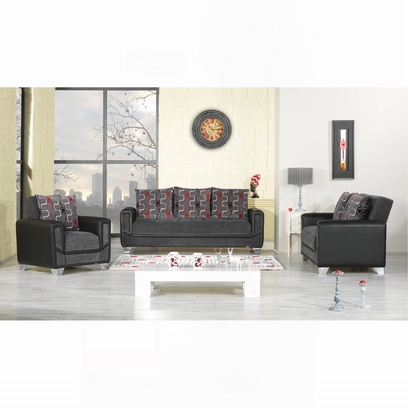 Causeuse convertible avec rangement Collection, Gris, Argent argent
