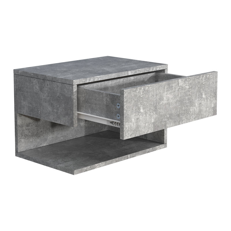 Avan Manufactured Wood Bedside Table, in Grey, 30cm H x 45cm W x 32cm D