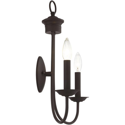 14" 2-Light Bronze Wall Sconce | Steel Base | Stylish Illumination for Any Space.
