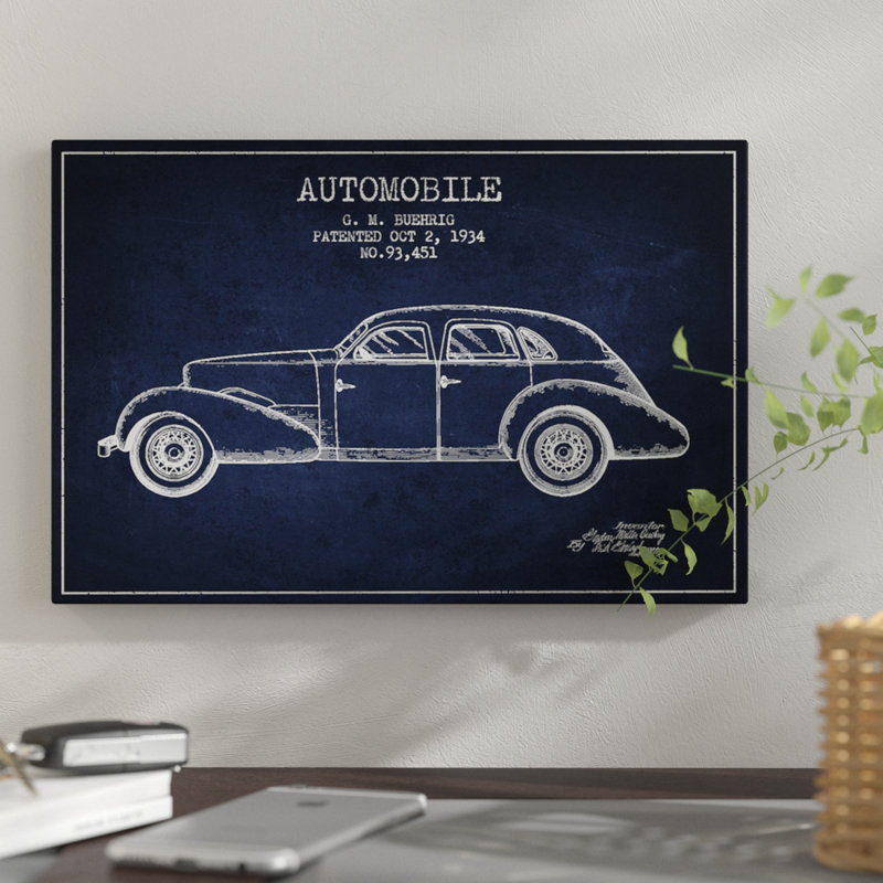« g.m. buehrig cable automobile iii », reproduction d’impression sur toile en bleu marine, H 18 po x l 26 po x P 1,5 po