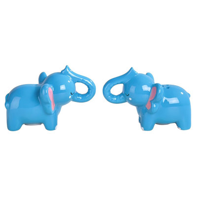 Ensemble de 2 pièces Salière et poivrière éléphant bleu H 3,75 po