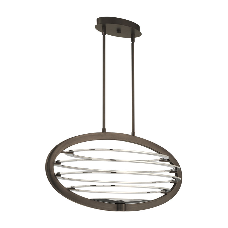 Lustre sphérique à DEL 2 lumières Ombra, Bronze foncé / nickel poli