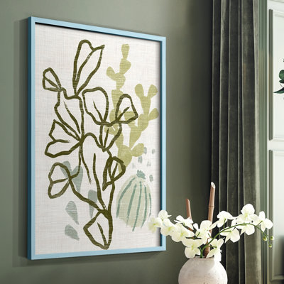 Coral Blockprint IV, reproduction encadrée - bois massif