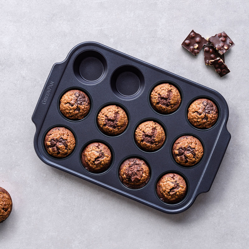 GreenPan Non-Stick Steel Muffin Pan with Lid